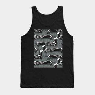 Spooktacular long dachshunds skeleton // pattern // green grey background skeleton dogs Tank Top